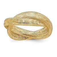 14K Yellow Gold Twisted Woven Mesh Stretch Ring