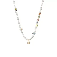 Signature Block Pearl Necklace