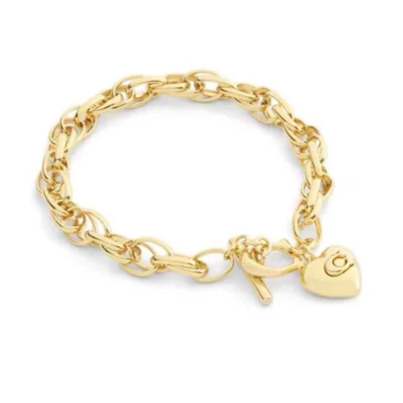 Signature Heart Charm Interlocking Link Bracelet
