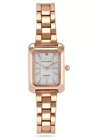 Tahari Adult Womens Analog Watch w Rose Gold Case and Bracelet w Genuine Diamond at 12 Model# TAH5696