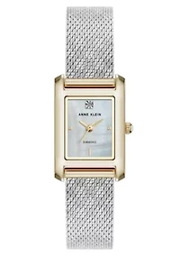 Anne Klein Women's Quartz Petite Diamond Dial Two-Tone Stainless Steel Mesh Watch, 20mm