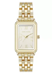 Anne Klein Women's Quartz Rectangular Estate Gold-Tone Metal Alloy and Champagne Dial Watch, 25mm