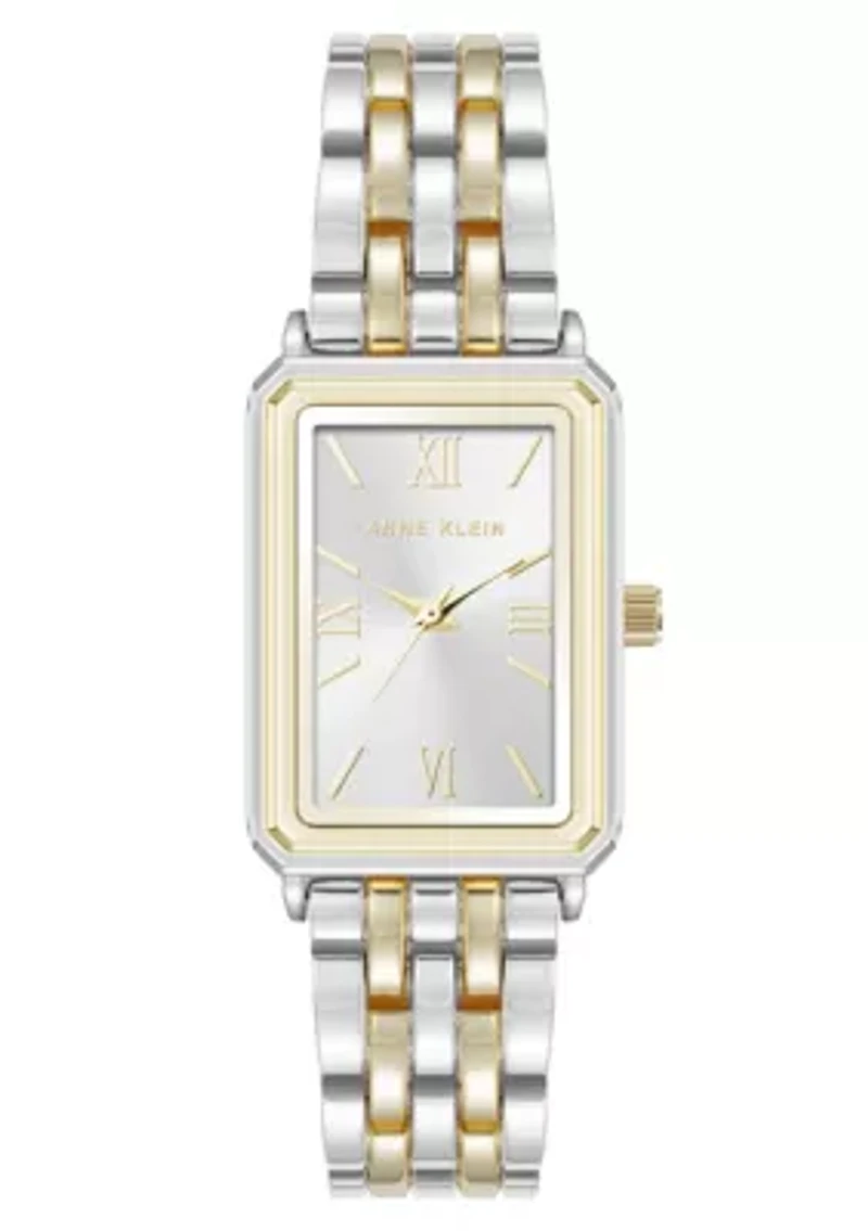 Anne Klein Women's Quartz Rectangular Estate Two-Tone Metal Alloy Watch, 25mm
