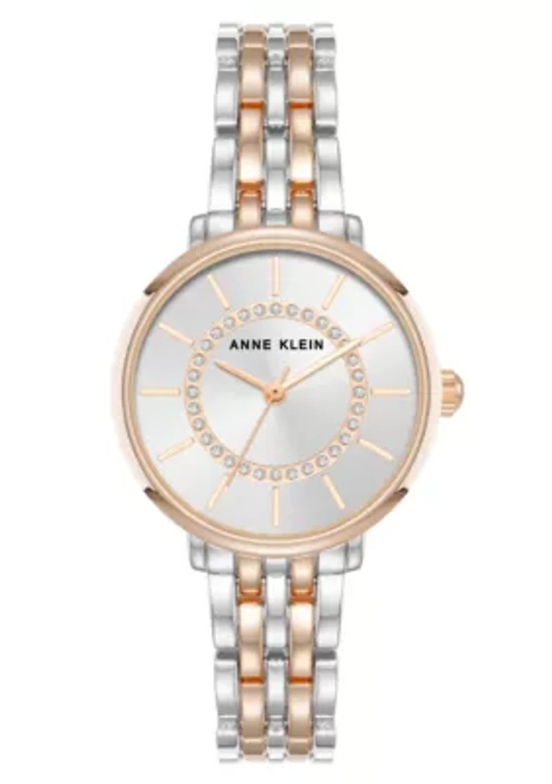 Anne Klein Women's Quartz Classy Silver-Tone and Rose Gold-Tone Metal Alloy Watch, 30mm