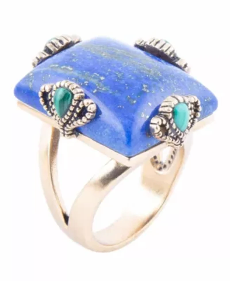 Barse Jewelry Prismatic Blue Lapis and Malachite Golden Ring