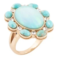 Aurora Blue Opal Golden Statement Ring
