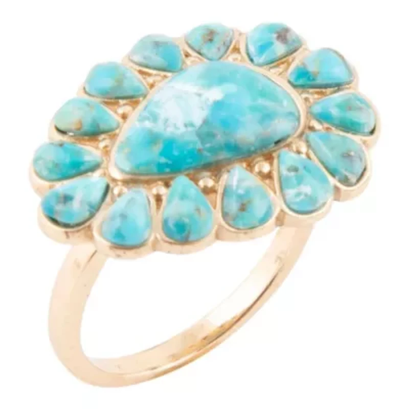 Durango Blue Turquoise Golden Statement Ring