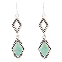 Anemone Double Diamond Turquoise and Sterling Silver Earrings