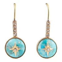 Celestial Blue Turquoise Golden Drop Earrings