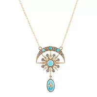 Celestial Blue Turquoise Golden Drop Necklace