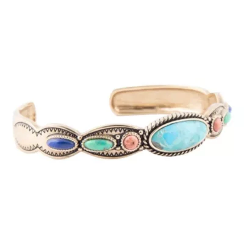 Concho Colorful Golden Cuff Bracelet