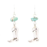 Sterling Silver Boot Charm and Blue Turquoise Earrings