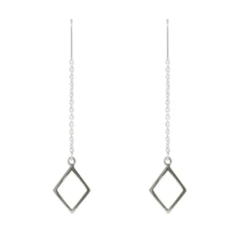 Sterling Silver Geometric Threader Earrings