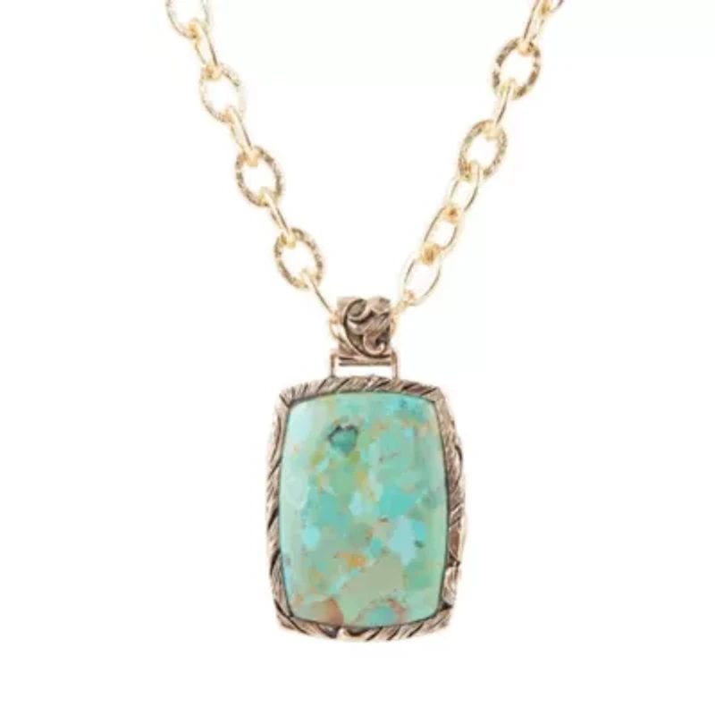 Jacquard Blue Turquoise Golden Pendant Necklace