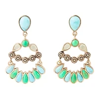 Legacy Blue and Lime Turquoise Golden Post Drop Earrings