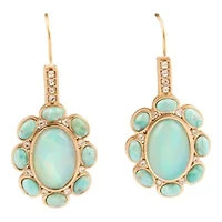 Aurora Blue Opal Golden Drop Earrings