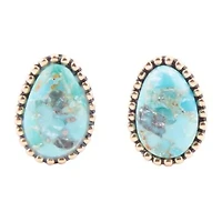 Clip On Blue Turquoise Golden Earrings