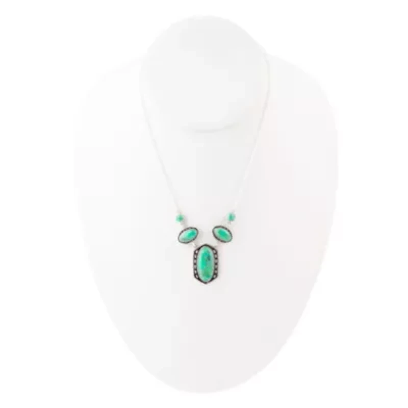 Shielded Lime Turquoise and Sterling SIlver Necklace