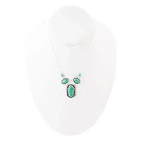 Shielded Lime Turquoise and Sterling SIlver Necklace