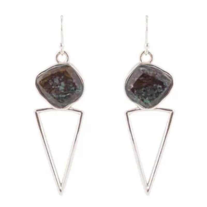 Sonoran Sunset and Sterling Silver Triangle Earrings