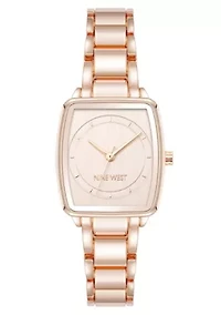 Women's Cushion Dial, Rose Gold-tone Metal Alloy Link Bracelet Watch