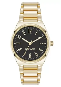 Quartz Round Gold-tone Metal Alloy Link Bracelet Watch