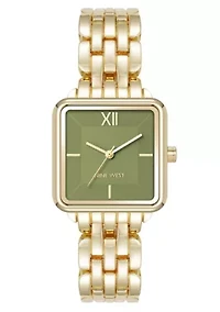 Quartz Square Gold-tone Metal Alloy Link Bracelet Watch