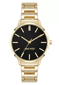 Women's Round Gold-tone Metal Alloy Link Bracelet Watch