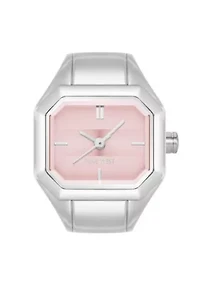 Nine West Women's Quartz Iconic Pink and Silver-Tone Metal Alloy Ring Watch, 22mm