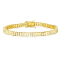 Lab Created Sterling Silver Baguette-cut CZ Tennis Bracelet