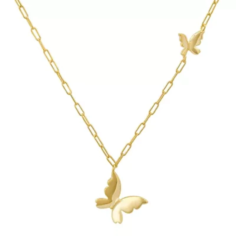 Sterling Silver Petite Paper Clip Floating Butterfly Necklace
