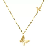 Sterling Silver Petite Paper Clip Floating Butterfly Necklace