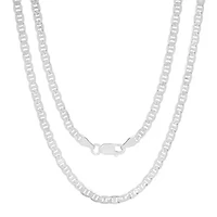 Italian Sterling Silver 3.3mm Mariner Chain Necklace - Unisex