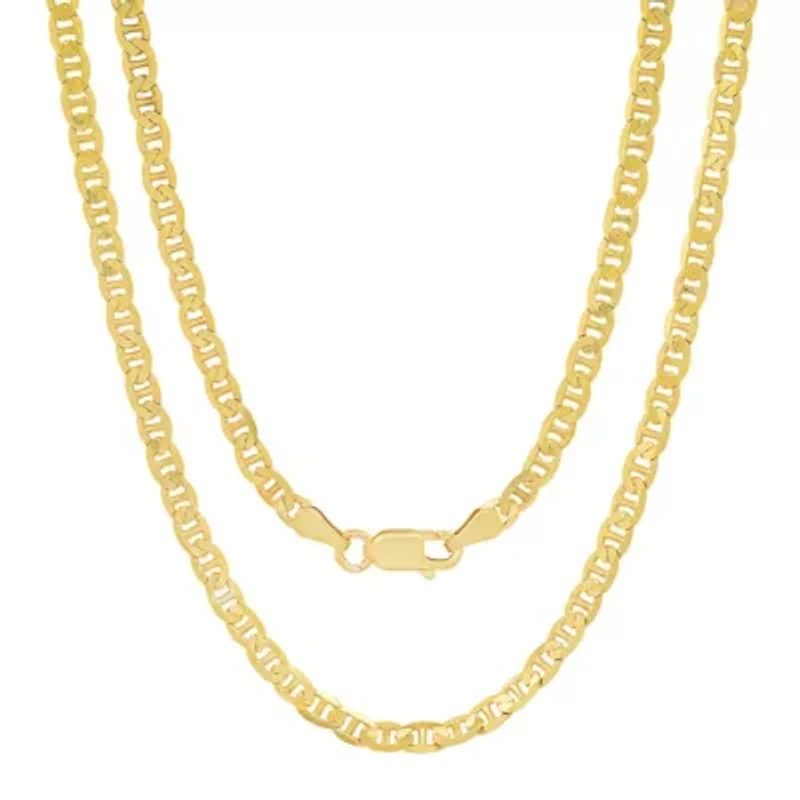 Italian 14k Gold Over Silver 3.3mm Mariner Chain Necklace - Unisex
