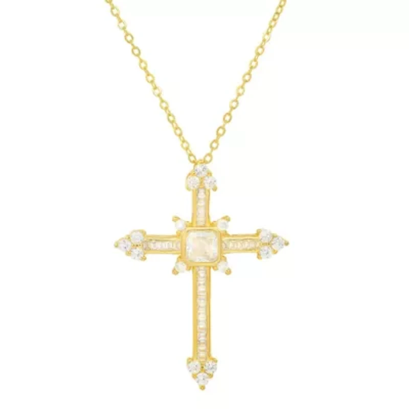 Lab Created Sterling Silver Fancy CZ Cross Pendant