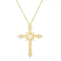 Lab Created Sterling Silver Fancy CZ Cross Pendant