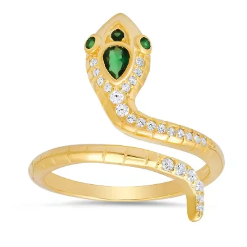 Lab Created Sterling Silver CZ Snake Ring