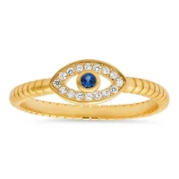 Lab Created Sterling Silver CZ Evil Eye Ring