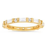 Lab Created Sterling Silver Round & Baguette-cut CZ Stackable Eternity Band Ring