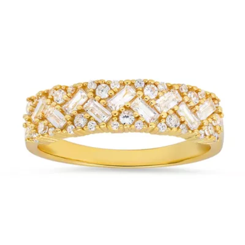 Lab Created Sterling Silver Baguette-cut CZ Ring