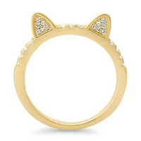 Sterling Silver Kitty Cat CZ Band Ring
