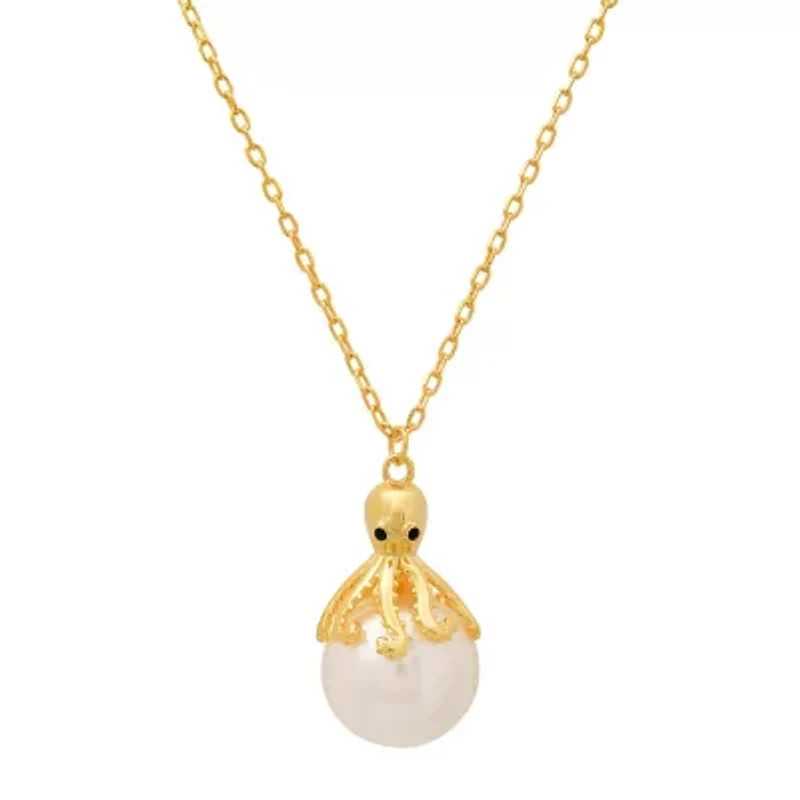 Sterling Silver Octopus Pearl Pendant Necklace