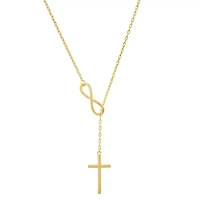 Sterling Silver Infinity Cross Lariat Y Necklace
