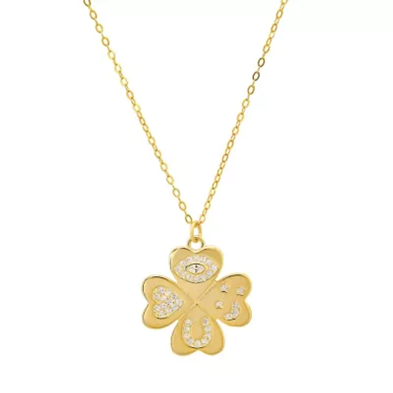 Sterling Silver Lucky Charm Clover Pendant Necklace