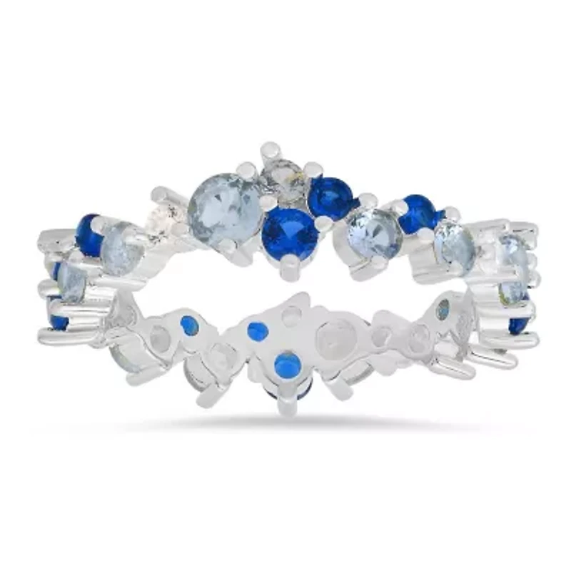 Sterling Silver Abstract Ombre Eternity Band Ring