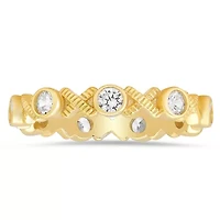 Sterling Silver Diamond-cut Bezel-set CZ XO Eternity Band Ring