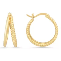 Sterling Silver Twister Rope Double Hoop