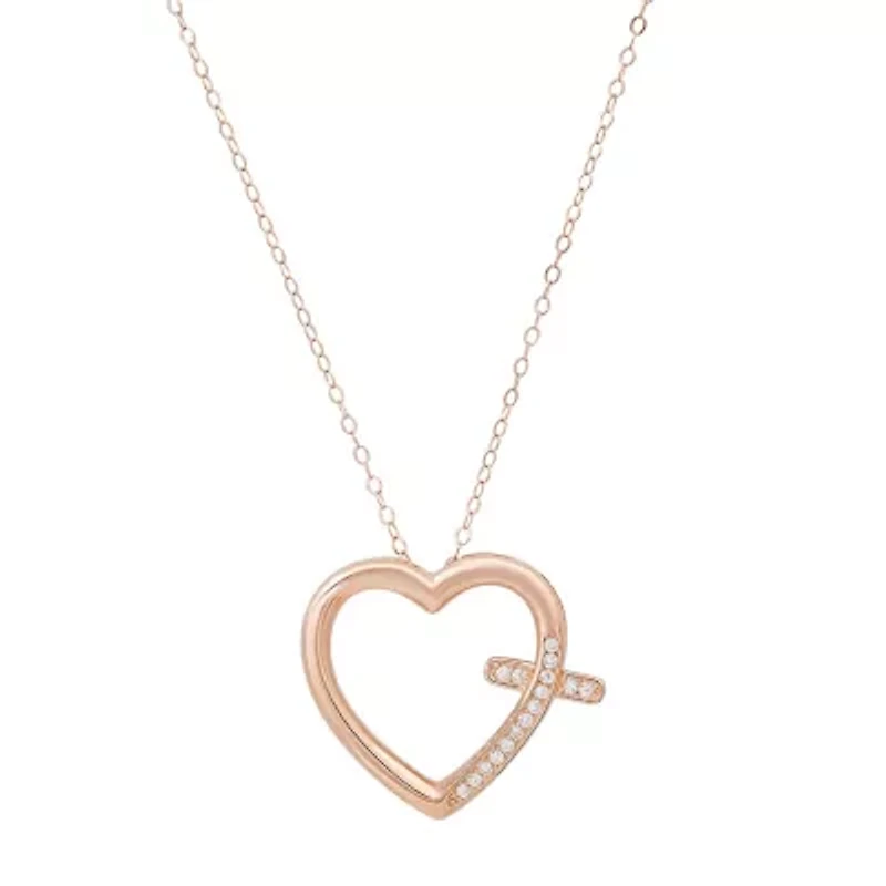 Sterling Silver CZ Heart Cross Pendant