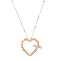 Sterling Silver CZ Heart Cross Pendant