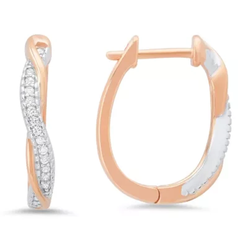 Sterling Silver Two-Tone CZ Swirl Hoop Earrings